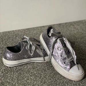 Converse All Star Silver Glitter Ribbon Laces - Junior size 1